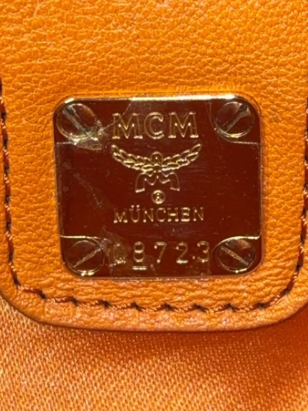 MCM RARE Orange Crinkled Leather Chain-Handle Shoulder Bag EUC - Picture 14 of 15